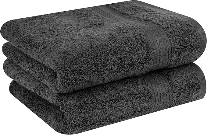 Ample Decor Hand Towels for Bathroom 18 X 28 Inch 600 GSM 100% Cotton, Soft Absorbent - 2 Pcs Gray