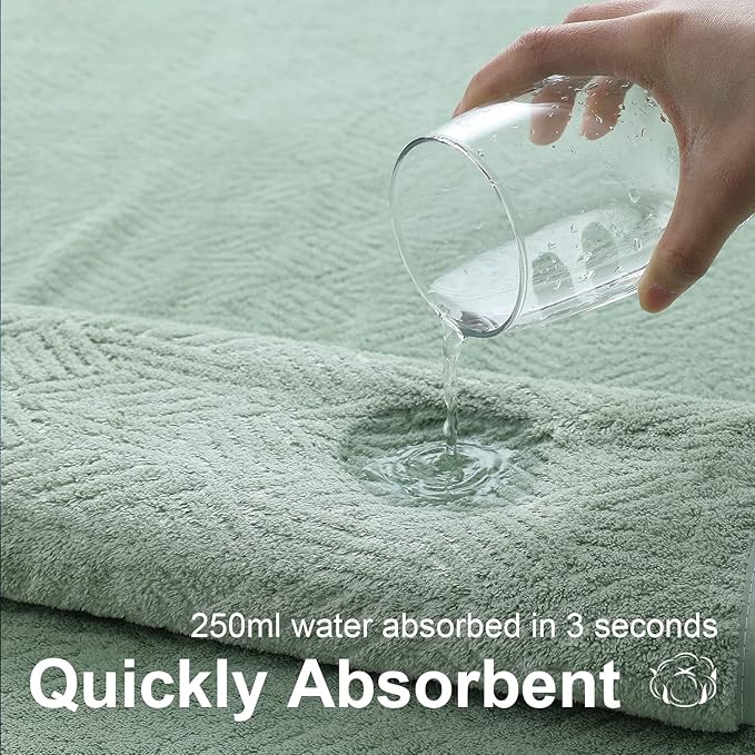 CHINO Bathroom Towel Set,35x70 Inch Bath Sheets Towels for Adults,Jumbo Bath Towels Extra Large Quick Dry Towel Soft Absorbent Towels Microfiber Shower Towels Bathroom Spa (4 Pcs Green)