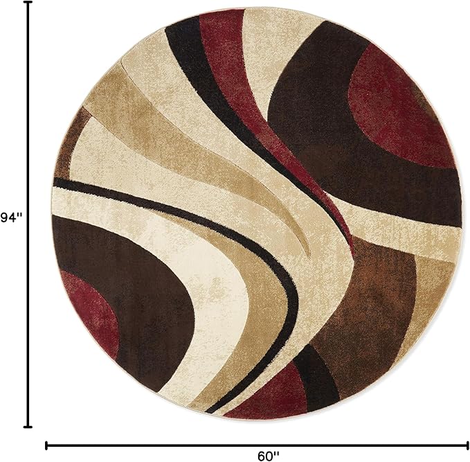 Home Dynamix Tribeca Slade Modern Area Rug, Abstract Brown/Red 7'10" Round, Round
