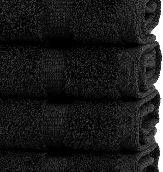 Chakir Turkish Linens |Hotel & Spa Quality 100% Cotton Premium Turkish Towels | Soft & Absorbent (12-Piece Washcloths, Black)