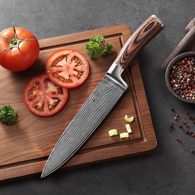 Wakoli EDIB 6-Piece Damascus Knife Set – Professional Chef Knives Set with VG10 Core Blades, 67-Layer Damascus Steel and Ergonomic Pakkawood Handles – Premium Kitchen Knives in Elegant Gift Box