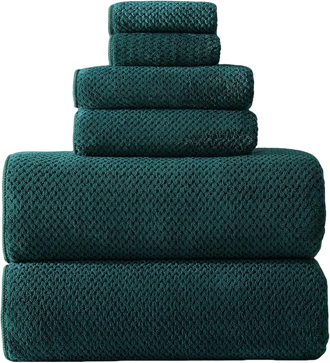 40x80 Inches Bath Sheets Towels for Adults Oversized Bath Towels Extra Large Luxury Super Soft Absorbent Quick Dry Microfiber (Dark Green,6PCS)