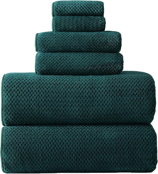 40x80 Inches Bath Sheets Towels for Adults Oversized Bath Towels Extra Large Luxury Super Soft Absorbent Quick Dry Microfiber (Dark Green,6PCS)