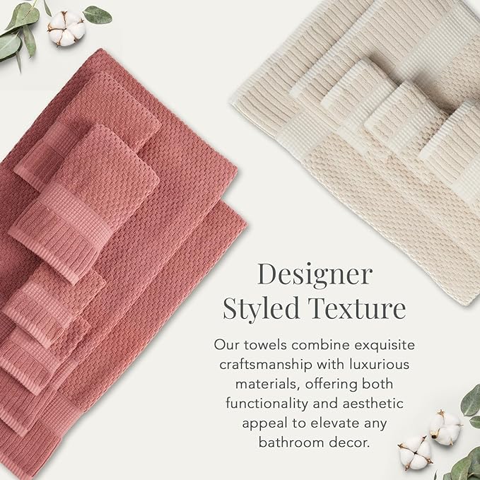 NY Loft 100% Cotton Towel Set 6 Piece Towel Set | Super Soft & Absorbent Quick-Dry 2 Bath Towels 2 Hand Towels & 2 Washcloths |Textured and Durable Cotton | Trinity Collection (6 Piece Set, Sage)