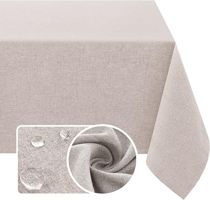 H.VERSAILTEX Linen Textured Tablecloth 54 x 54 Waterproof Decorative Table Cloth Spill-Proof Linen Look Cover for Party Table Extra Soft and Thick Fabric Wrinkle Free, Heather Sand