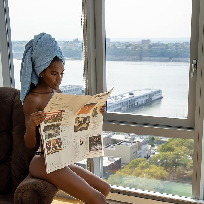 Mosobam Luxury Turkish Set of 4 Bath Towels 30X58 Allure Blue Oversize 700 GSM Bamboo Viscose & Aegean Turkish Combed Cotton