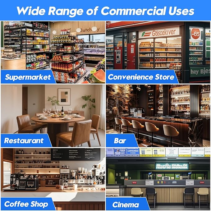 Commercial Beverage Refrigerator with 2 Glass Door, 383L Display Fridge Beverage Cooler with Customizable Lightbox Adjustable Shelves, Drink Fridge Merchandiser for Restaurant Shop, Black