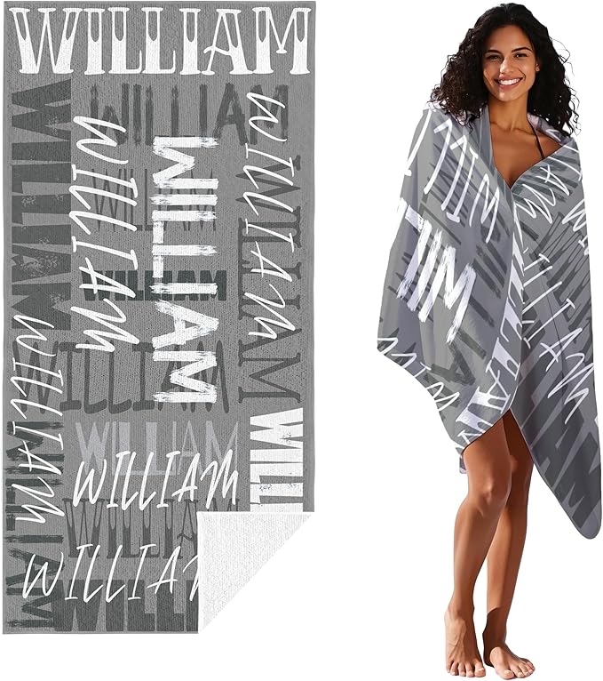 JML Personalized Beach Towel with Name, Custom Beach Towel with Name, Customized Microfiber Pool Towel, Quick Dry & Absorbent Swim Towel for Adult,Anniversary, Birthday, Summer Holiday,Vacation