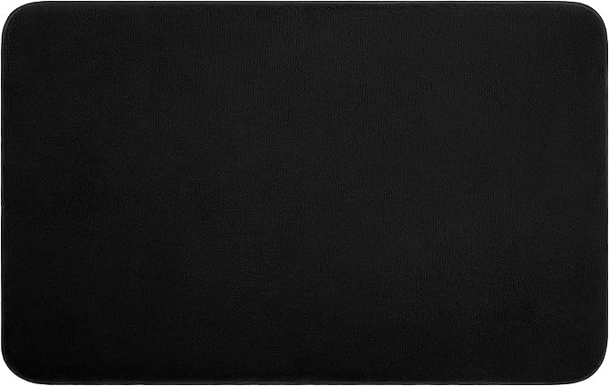 American Soft Linen 21x32 Fluffy Foamed Slip Reducer Bath Rug, Machine Washable Area Bath Mat Rugs for Bathroom, Black