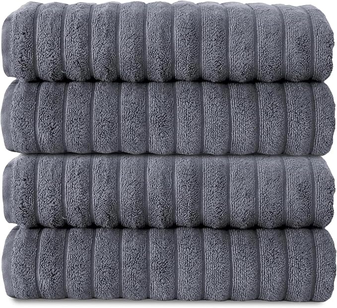 Classic Turkish Towels CTT Premium 4 Pack Bath Towels Set, Made with 100% Turkish Cotton, Spa & Hotel, Quick Drying Towels, Absorbent & Comfy | 27"x54" (Grey)