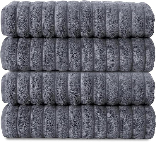 Classic Turkish Towels CTT Premium 4 Pack Bath Towels Set, Made with 100% Turkish Cotton, Spa & Hotel, Quick Drying Towels, Absorbent & Comfy | 27"x54" (Grey)