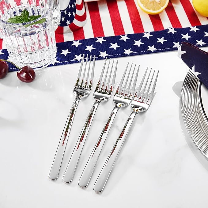 KEAWELL Premium Lucent 4-Piece 8.3 inch Forks Silverware – Mirror Polished 18/10 Stainless Steel with Modern Handle and Dishwasher Safe for Formal Meals and Gifting (4, Dinner Forks)