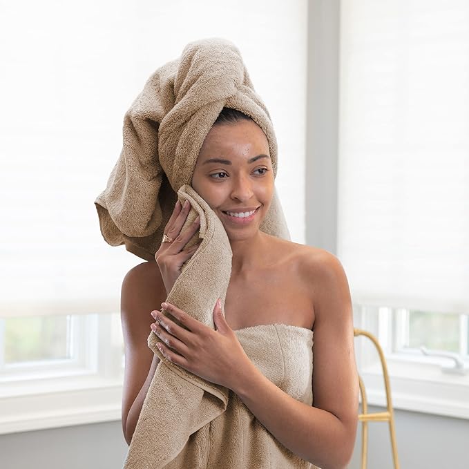 Aston & Arden Aegean Terry Wash Cloths - Set of 8 - Ringspun Turkish Cotton Thick and Soft Absorbent Luxury Hotel and Spa Bathroom Towel, 600 GSM, 13 x 13 in, Hummus