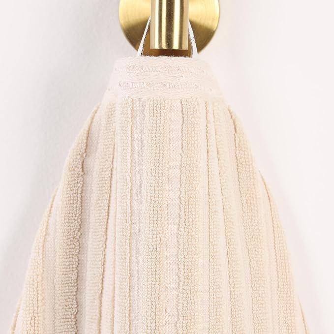 Cotton 2-Piece Solid and Ribbed Bath Towel Set, Bath Towels- 27" x 54", Ivory by Superior