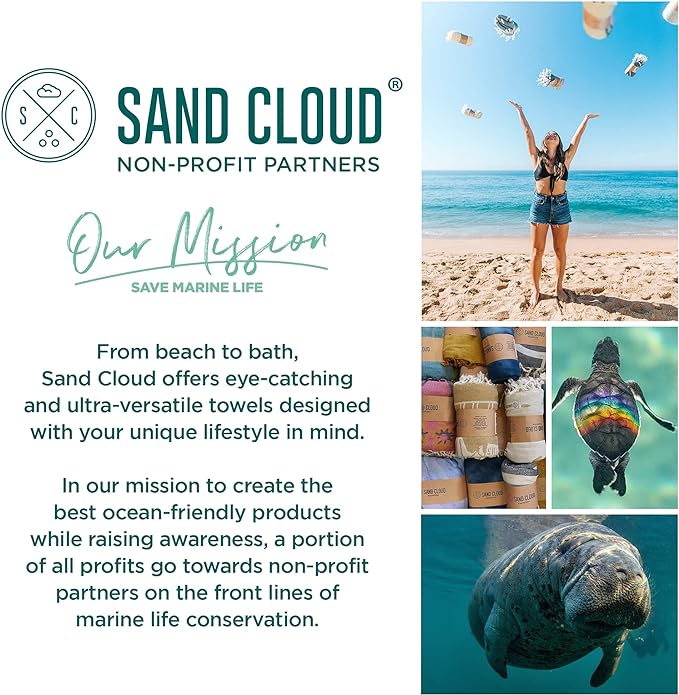 Sand Cloud Turkish Beach Towel - Sand Free - 100% Organic Turkish Cotton Yarn - Quick Dry Towel for Beach, Picnic Blanket or Throw - As Seen on Shark Tank - Boho (Purple)