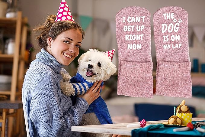 Mason Life Birthday Gift for Women, Cute Glass Cup and Sock Gift for Her, Dog Mom Socks, Dog Lover Gifts, Can Shaped Cups, 18oz Drinking Glasses with Bamboo Lid and Glass Straw