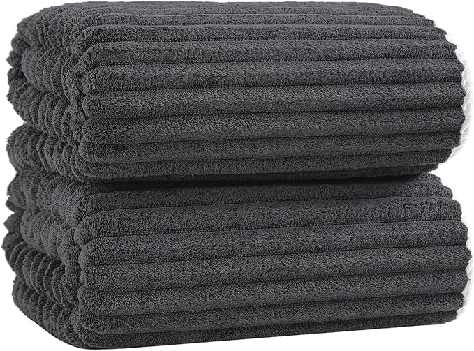 40x80 Inches Bath Sheets Towels for Adults Luxury Microfiber Extra Large Bath Towels for Bathroom Super Soft Absorbent Quick Dry with Hanging Loop (Charcoal Grey, 2PCS)
