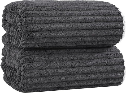 40x80 Inches Bath Sheets Towels for Adults Luxury Microfiber Extra Large Bath Towels for Bathroom Super Soft Absorbent Quick Dry with Hanging Loop (Charcoal Grey, 2PCS)