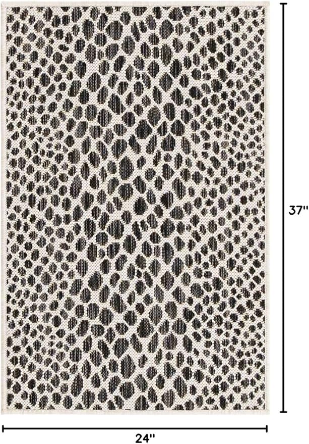 Unique Loom Outdoor Collection Area Rug - Cape Town (2' x 3' 1" Rectangle, Black/ Ivory)