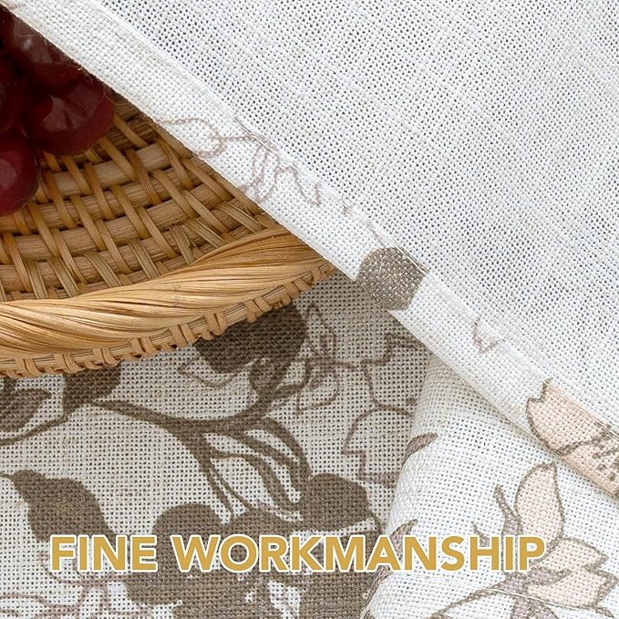 H.VERSAILTEX Linen Table Cloths Floral Printed Tablecloth Spill-Proof Waterproof Table Cover for Dining Buffet Feature Soft and Thick Fabric Wrinkle Free, 60 x 84 Inch, Retro Floral - Brown