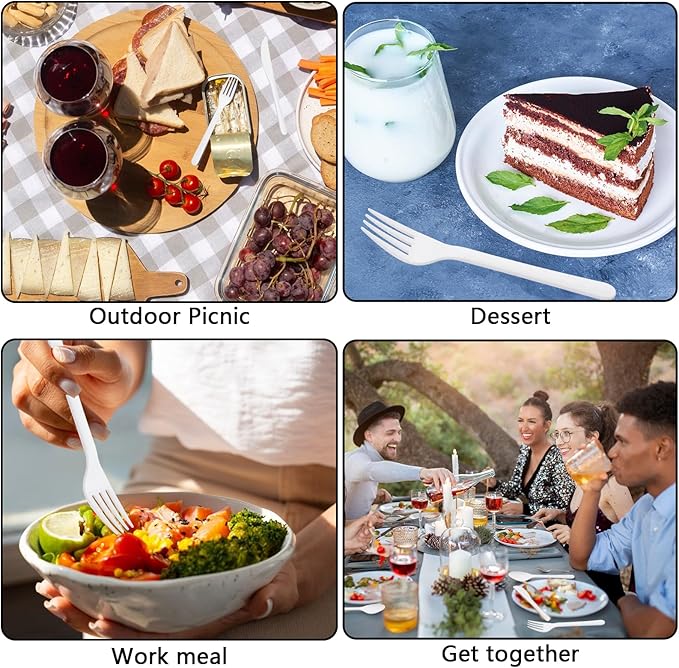 Supernal 180pcs Plastic Silverware Heavy Duty Matt White Silverware Reusable Plastic Cutlery Wheat Straw Reusable Spoon Knife Forks Set Tableware Dishwasher Microwave Safe