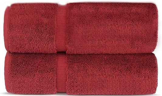 Luxury Hotel & Spa Quality, Quick Dry 100% Turkish Cotton 700 GSM, Eco Friendly Towel, for Bathroom Dobby Border Soft Bath Towel Set 27 X 54 (Cranberry, Bath Towels - Set of 2)