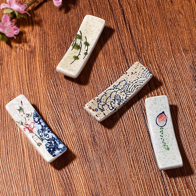 Japanese Style Chopstick Holder Set of 4 Pcs Ceramic Chopstick Stand Rest Tableware Kitchen Tools
