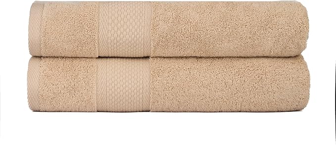 BAGNO MILANO Turkish Towels, Ultra Soft, Plush Luxury Turkih Cotton Bath Towels, Quick Dry Towel Set Made in Turkey (Sand Beige, 2 Pcs Bath Towel Set)