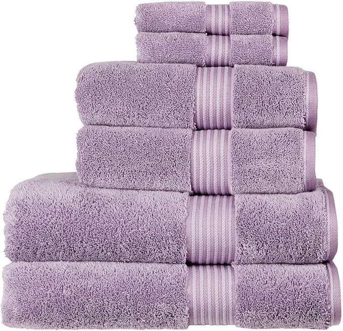 Christy Supreme Hygro 6 Piece Towel Set | Lavender | 100% Luxury Supima Cotton | Ultra Soft | Super Absorbent | 650GSM | 2 Bath Towels 2 Hand Towels 2 Face Cloths