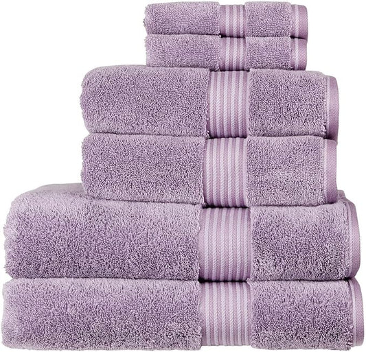 Christy Supreme Hygro 6 Piece Towel Set | Lavender | 100% Luxury Supima Cotton | Ultra Soft | Super Absorbent | 650GSM | 2 Bath Towels 2 Hand Towels 2 Face Cloths