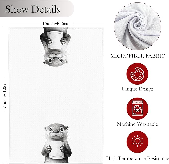 Otter Gifts Hand Towels for Bathroom, Otter Gifts for Women Otter Lovers, Otter Bathroom Decor, Sea Otter Gifts Bathroom Hand Towels, Kids Bathroom Decor, Funny Bathroom Decor, 16x24 Inch