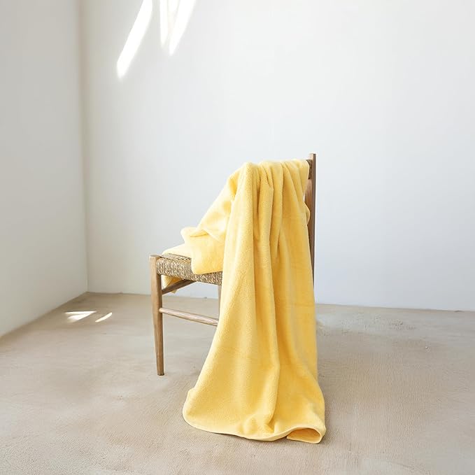 SALBAKOS 100% Turkish Cotton Jumbo Bath Sheet Towel Oversized 40x80 inch | Premium Hotel & Spa Quality, Soft, Absorbent, XL Bath Towels | Made in Turkey (Pack of 1, Yellow, Jumbo Bath Sheet)