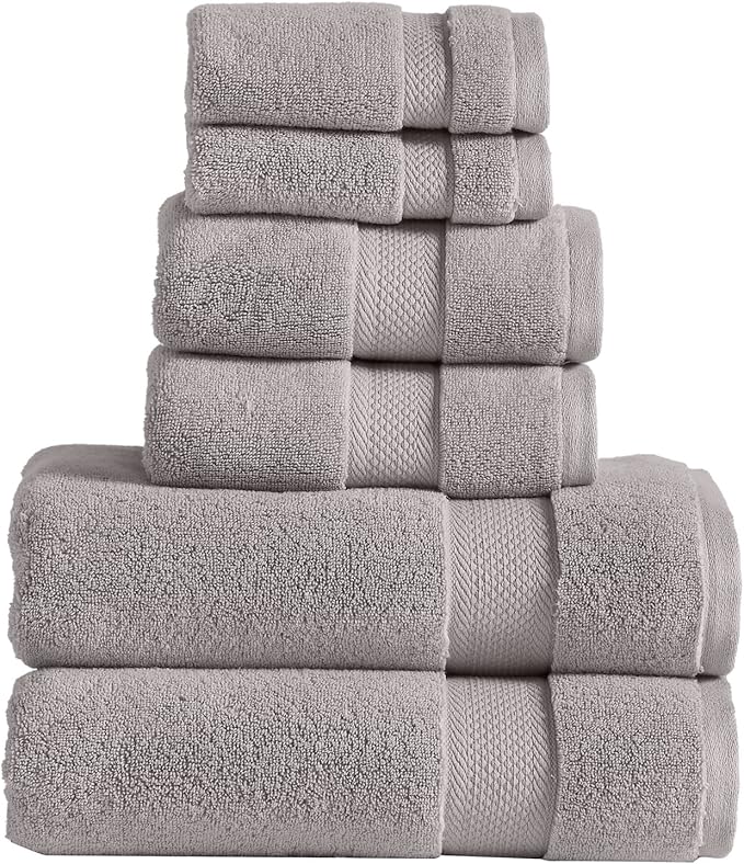 Modern Threads Luxury 6-Piece Quick-Dry Towel Set – Plush & Ultra-Absorbent for Spa-Like Experience, Stone