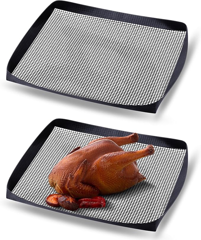 PTFE Solid Oven Basket Non Stick Cooking Basket Cooking Trays for Quick Oven Accessories Baking Chips Chicken Wings Bread Heating