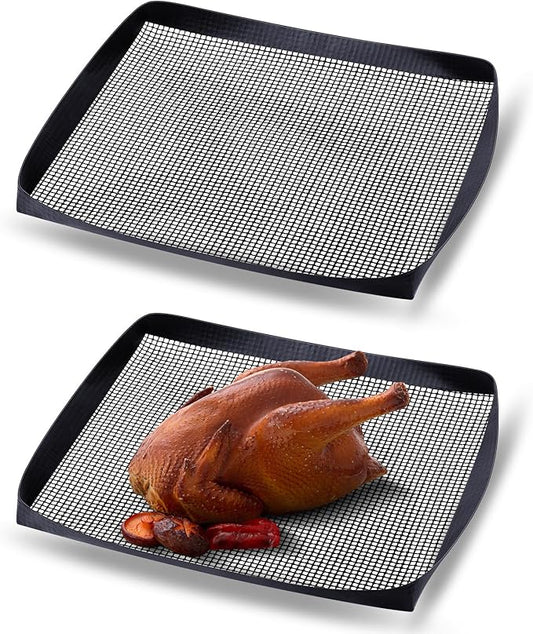 PTFE Solid Oven Basket Non Stick Cooking Basket Cooking Trays for Quick Oven Accessories Baking Chips Chicken Wings Bread Heating