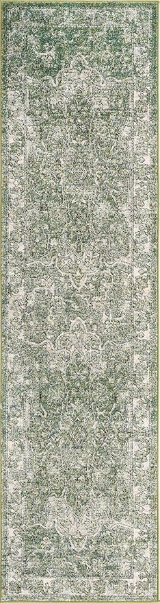 Unique Loom Isabella Collection Area Rug - Adjani (2' 7" x 10' Runner, Green/ Ivory)