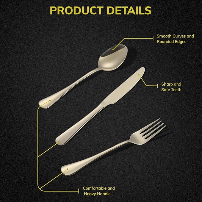 Aafeen 20 Piece Silverware Flatware Cutlery Set | 18/10 Stainless Steel Flatware Set For 4 | Heavy Duty, Durable, Rust Proof Mirror Polished, Elegant Tableware (1.17)