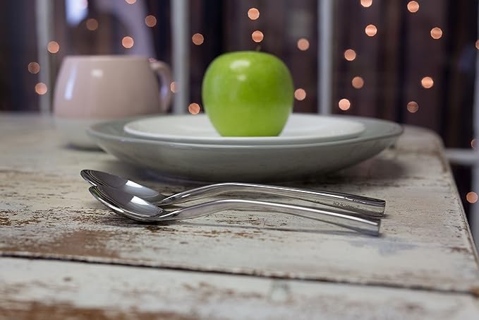 Knork 18/0 Stainless Steel Curve Flatware (Set of 20), Gloss Silver