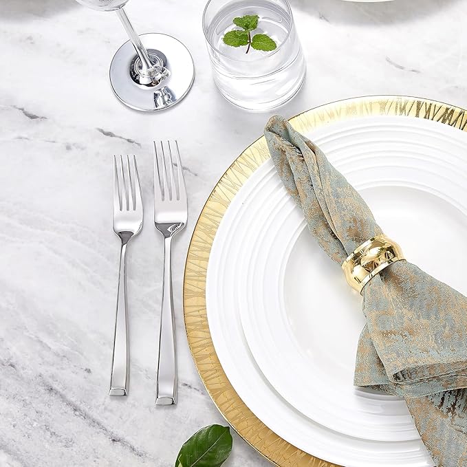 KEAWELL Premium Imperial 4-Piece 8.2 inch Forks Set – Heavy Duty 18/10 Stainless Steel Flatware with Mirror Finish and Squared Edge, Dishwasher Safe for Elegant Dining (4, Dinner Forks)