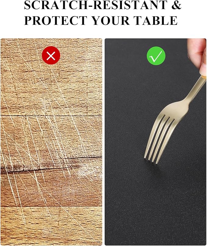 Black Plastic Table Cover Protector, 42" x 96" Waterproof Easy Flat PVC Desk Pad Mat, 1.5mm Thick Rectangle Vinyl Table Top Protector for Dining Room Table, Office, Dresser