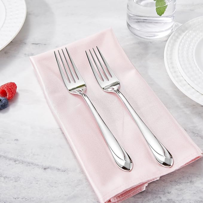 KEAWELL Premium Astra 8-Piece 8.3 inch Dinner Fork Set – 18/10 Stainless Steel Mirror-Finished Silverware with Diamond-Faceted Handles, Comfortable Grip and Dishwasher Safe (8, Dinner Forks)