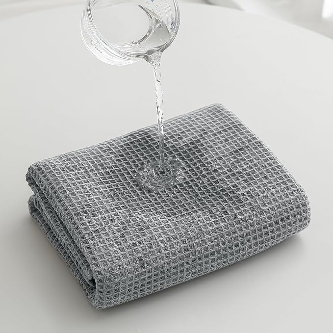 40 x 80 Inches Extra Large Bath Sheets Towels Microfiber Waffle Oversized Bath Towels for Bathroom Quick Dry Lightweight (Grey, Bath sheets-2PCS)