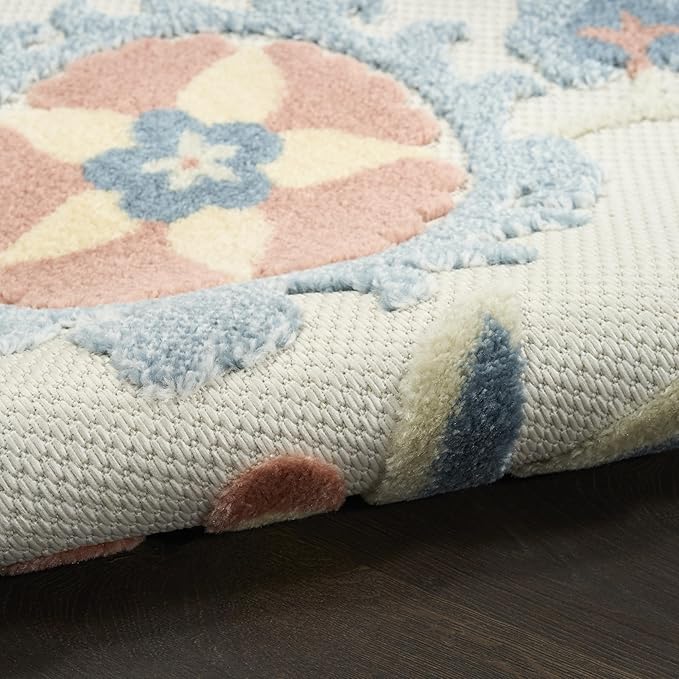 Nourison Home Aloha Grey Multicolor 2'8" x 4' Area Rug - Easy Clean, Non Shedding, Bed Room, Living Room, Dining Room, Kitchen (3' x 4')