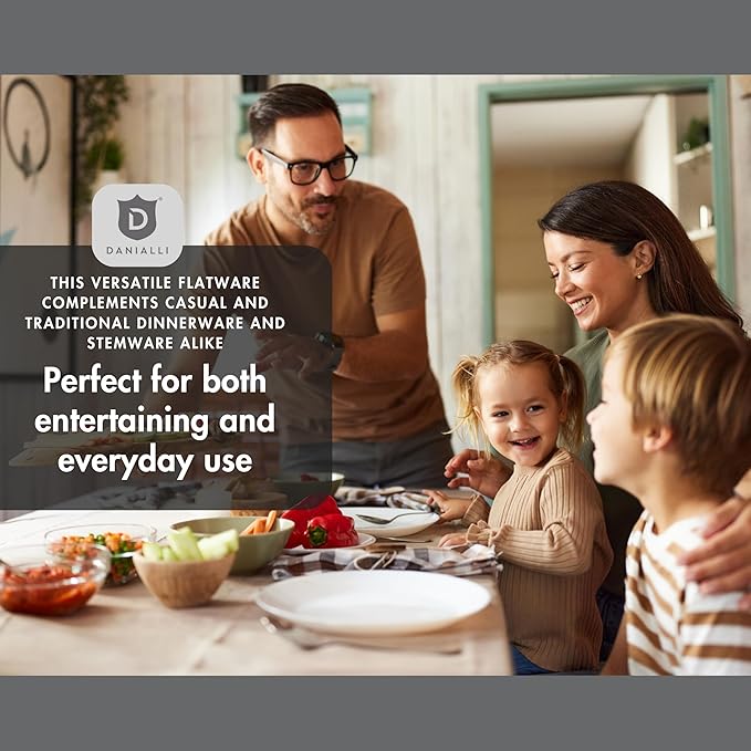 Hammered Silverware Set | Premium 18/10 Stainless Steel Flatware Service for 12 | Heavy-Duty & Dishwasher Safe | Built to Last (60-Piece, Marettimo Hammered)