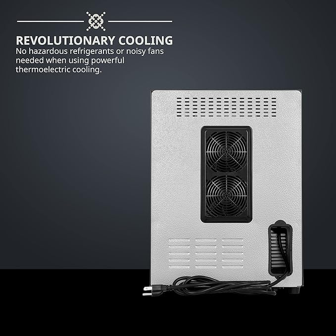 Schmécké 12 Bottle Thermoelectric Wine Cooler/Chiller - Stainless Steel - Counter Top Red & White Wine Cellar w/Digital Temperature, Freestanding Refrigerator Smoked Glass Door Quiet Operation Fridge