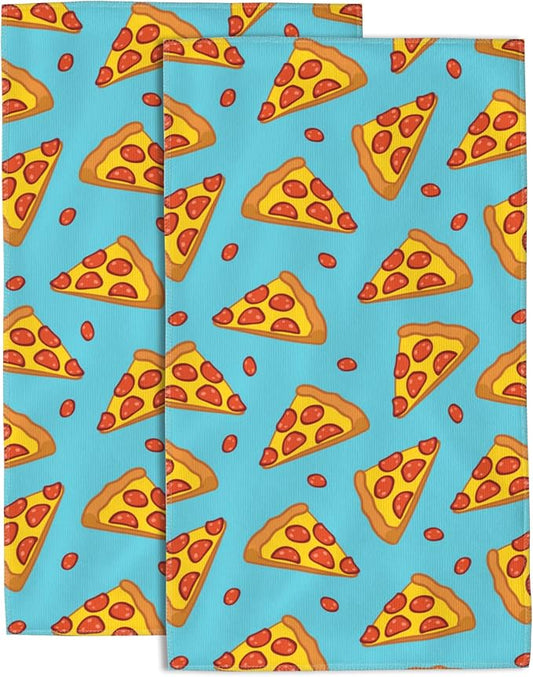 Doodle Pizza Hand Towel for Bathroom Set of 2 Hand Bath Towels Soft Absorbent Decorative Towels for Bathroom Kitchen Yoga Home Decor 14 x 28 in