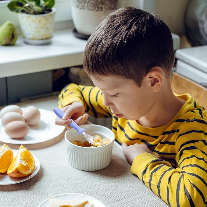 12 Pieces Toddler Utensils, Toddler Forks and Spoons, Kids Silverware Set with Plastic Handle Stainless Steel Silverware, Dishwasher Safe