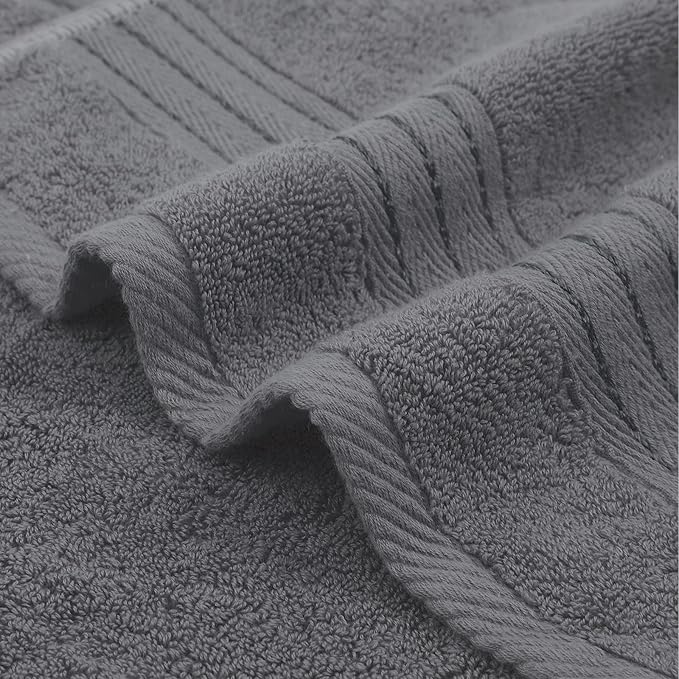 COZYART Grey Bath Towel Set 6pcs, Turkish Cotton Bathroom Towel Sets Soft Absorbent and Durable 650 GSM Luxury 6 Pcs with 2 Bath Towels, 2 Hand Towels, 2 Washcloth