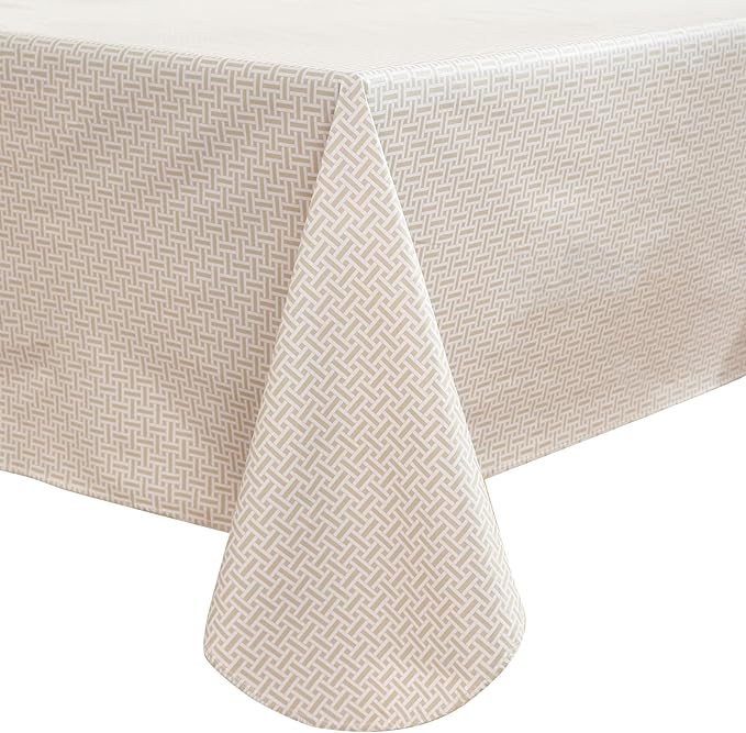 Walrus Heavy Duty Vinyl Tablecloth with Flannel Backing Waterproof Oil-Proof Plastic Table Cloth Stain-Resistant Wipeable Rectangle or Square Table Cover for Indoor and Outdoor (Weaving, 60X84 Inch)
