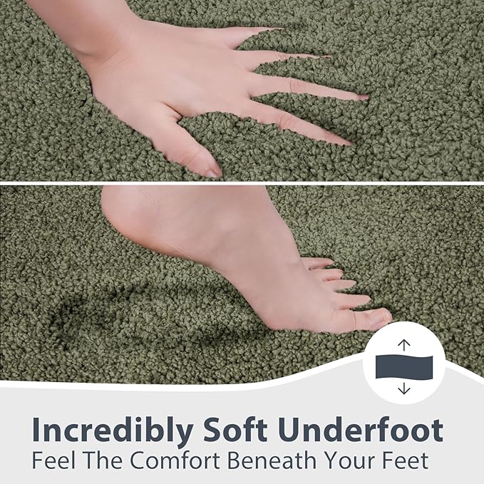 Bathroom Rugs 20" x 30", Non-Slip Extra Soft Absorbent Bath Rugs, Machine Washable Quick Dry Bath Mats for Bathroom Floor, Shower, Bathtub and Sink, Sage Green & Budding Green